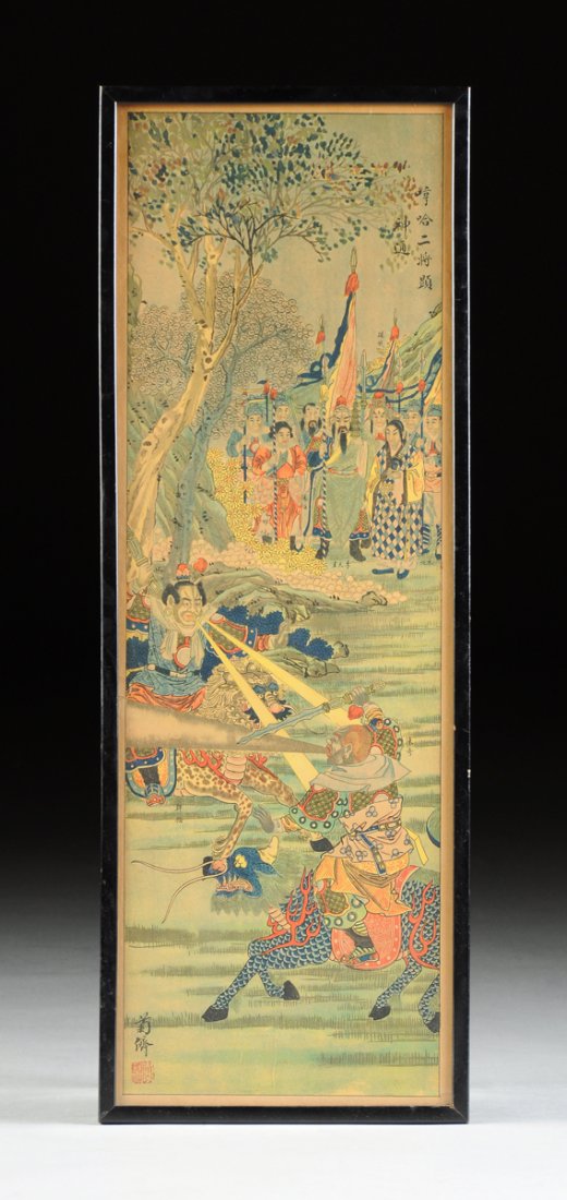 A CHINESE 19TH CENTURY WOODBLOCK PRINT, (1 of 6)