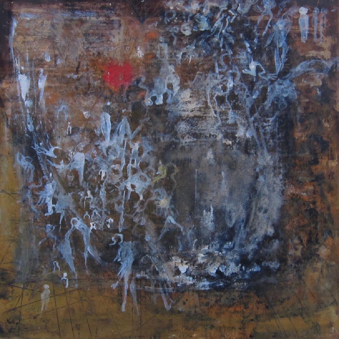 John Ford, abstract painting: John Ford (John Charles Ford) (American, 1929- ) Abstract oil on paper by American artist John Ford. This work, titled 'The Gathering', is an oil on paper, laid down. John Ford was good friends with M