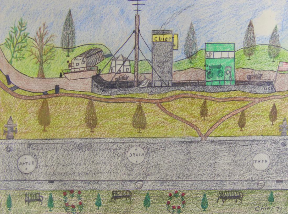 Philo Levi 'Chief' Willey, folk art drawing (1 of 3)