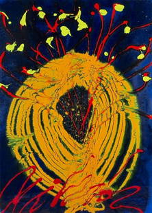 Dale Chihuly - Abstract Painting: Description: Dale Chihuly - abstract painting Media: Acrylic paint on paper Title: untitled Date:  c.1990s Measurements: 30" x 21.25" sight size, and 34" x 26.5" x 2"overall including