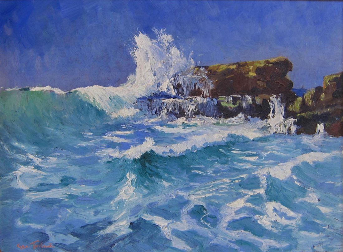 George Turland Oil Painting, Waves Crashing on Rocks (1 of 2)