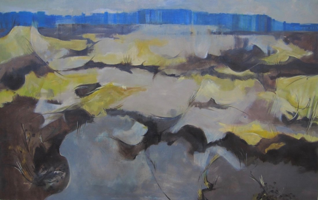 Robert Harvey Large Abstract Oil Painting 'Bolinas' (1 of 4)