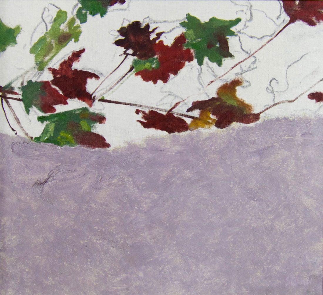 Walter Stein Abstract Oil Painting: Abstract oil painting by Walter Stein. Media: Acrylic on stretched canvas Title: 'Autumn Leaves II' Date: 1961 Measurements: 20.75" x 22.75" sight size, and 23.75" x 25.75" x 2" overall including fram