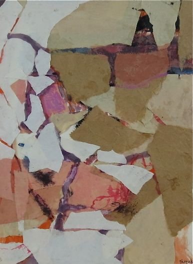 James Suzuki, 'Gerlinde', abstract colllage: James Suzuki (James Hiroshi Suzuki) (New York/California, b.1932- ) Gerlinde – abstract expressionist collage Mixed media, paint and paper collage 1960 13 ½” x 10” sight size, 20 ½” x 17”