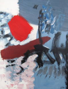 Cameron Booth, Minnesota, 'Red Spot', 1960: Cameron Cameron Booth (Minnesota, 1892-1980) Red Spot – Abstract Expressionist Oil on canvas 1960 29 ¼” x 23 ¼” sight size, 31 ¾” x 25 ¾” overall Good original condition 