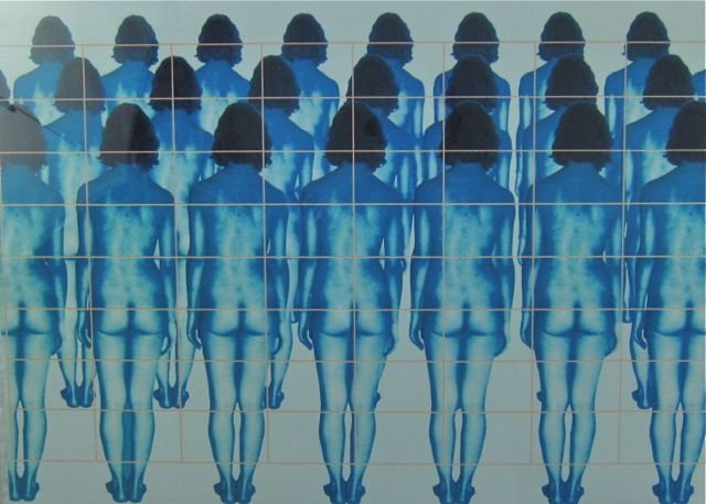 Vincenzo Ceccato, Italian pop art, nudes: Vincenzo Ceccato (Italian, 20th century) Untitled – Pop art nudes Plotter painting on canvas c.1990’s 20” x 28” overall Good original condition Housed in a plexibox frame, frame has cracks Fro