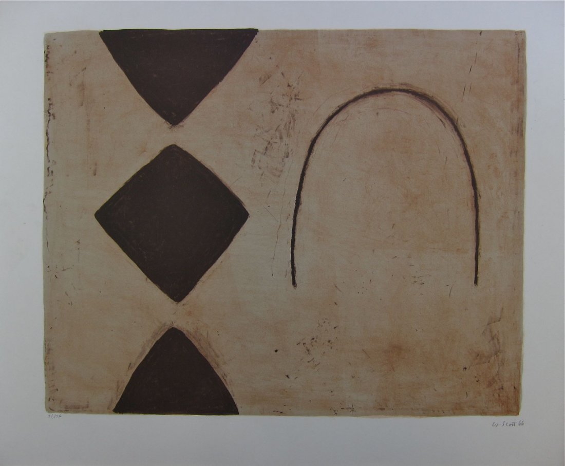 William Scott, Color Lithograph, Odeon Suite: William Scott (Ireland/England/Scotland 1913-1989) 'Odeon Suite No. IV' Lithograph in colors on Rives 1966 Signed and dated lower right Numbered 36/75 Framed in period metal frame 24.5" x 29.75" sight