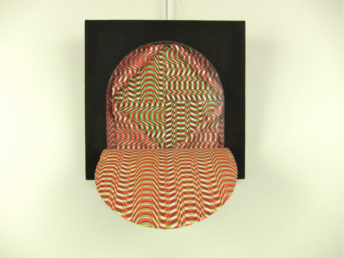 Akira Hiroshige, mixed media pop-op art: Akira Hiroshige Mixed media pop-op art c. 1960s-70s From Gallery Beni in Kyoto, Japan From a private collection, Seattle, WA 12" x 12" x 1"
