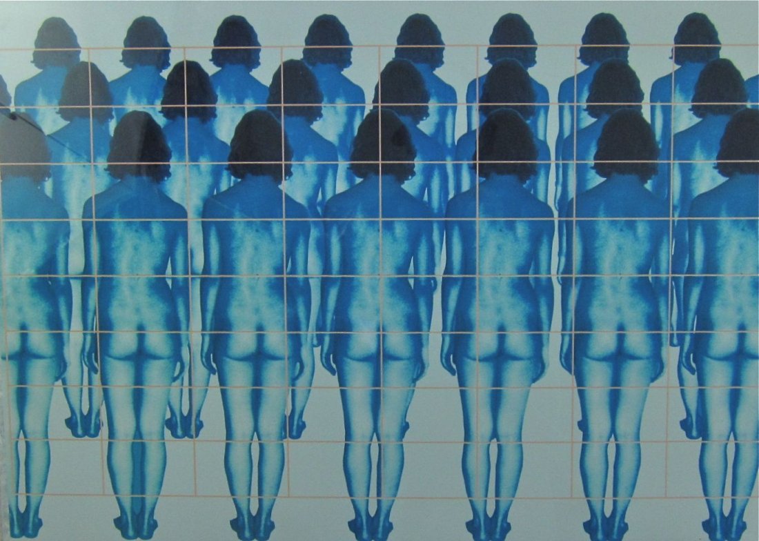 Vincenzo Ceccato, Italian pop art, nudes: Vincenzo Ceccato (Italian, 20th century) Untitled - Pop art nudes Plotter painting on canvas c.1990s Housed in a plexibox frame From San Francisco collection 20" x 28" x 2.5" overall