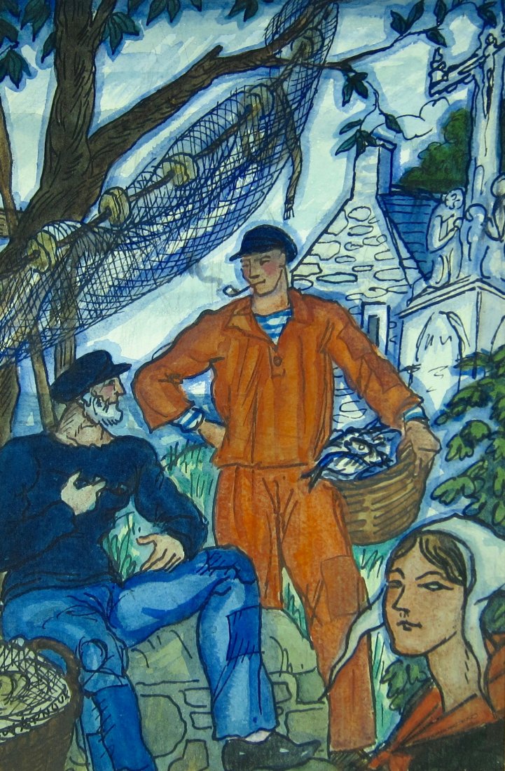 Guy Arnoux, two genre watercolors (1 of 5)