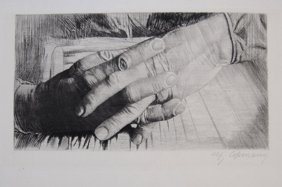 Alfred Cossmann, Etching of Woman's Hands (1 of 4)