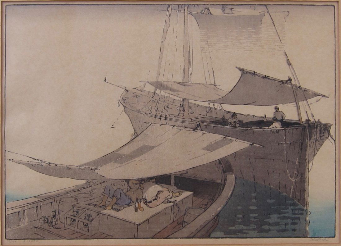 John Platt, Woodcut of sailing ship (1 of 5)