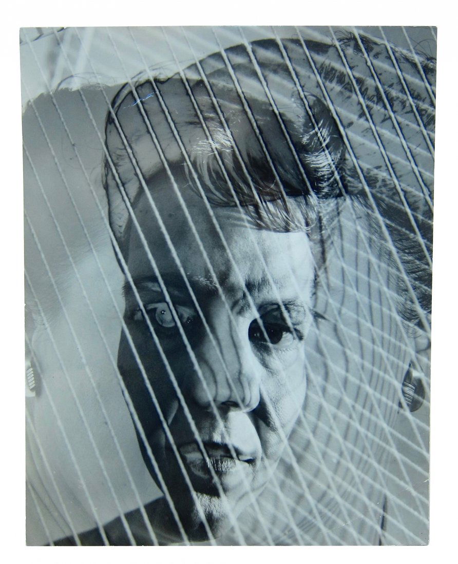 Milton Halberstadt, Surrealist image, Margaret De Patta: Milton Halberstadt Illinois/California (1919-2000) Untitled - Surrealist portrait of modernist jeweler Margaret De Patta wearing her jewelry Platinum photograph laid down on artist's board c.1939 Meas