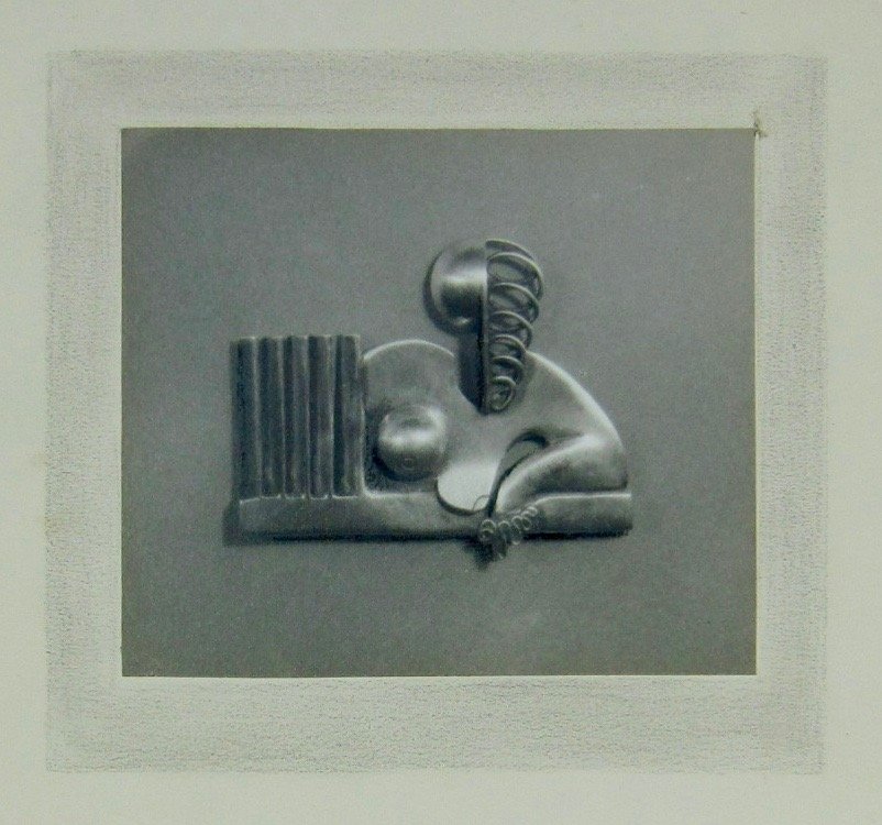 Margaret De Patta, photograph, #8: Margaret de Patta California (1903-1964) #8 - Photograph of jewelry Photograph on paper board with embellishment c.1930's Measurements 9.5" x 7.5" x .1" overall Notes Black a