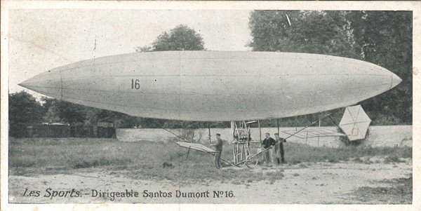 8 picture postcards of Santos-du-Mont’s airship and one: 8 picture postcards of Santos-du-Mont’s airship and one cartoon of the pilot. Santos-du-Mont won the Deutsch prize of 100,000 Francs in 1901 for flying from St. Cloud around the Eifel Tower and retu