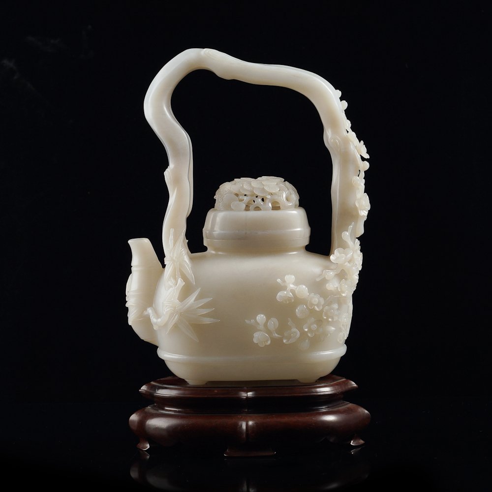 Chinese Hetian white jade carved Teapot Mar 29, 2015 Bally Auction