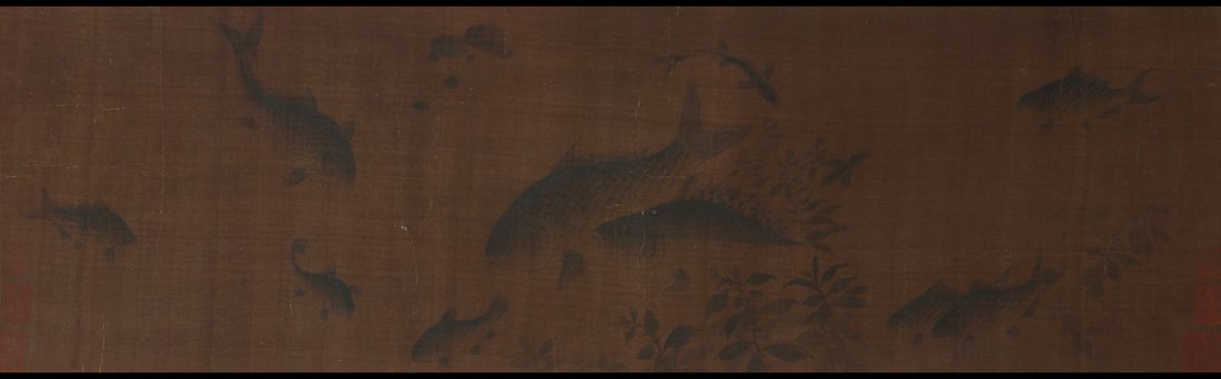 VINTAGE CHINESE SILK PAINTING (fish) (1 of 9)