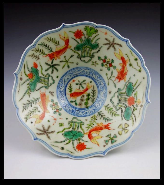 CHINESE BAMBOO HAT WUCAI BOWL (1 of 4)