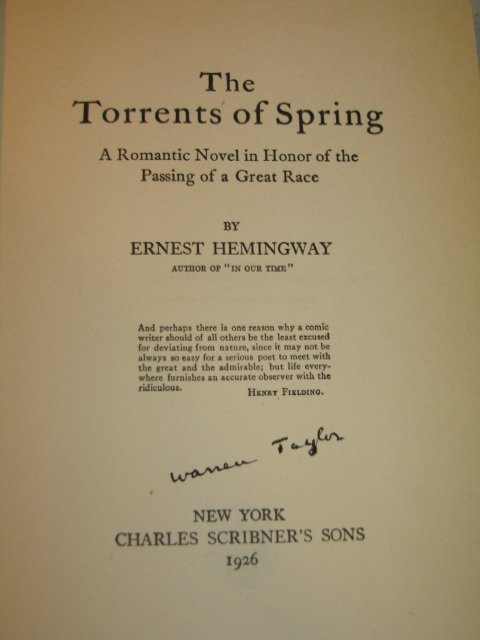 1926 1ST ED HEMINGWAY,"THE TORRENTS OF SPRING". - 2