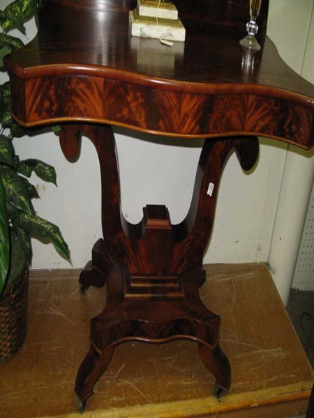 EMPIRE MAHOGANY CARD TABLE, CURVED FRONT - 3