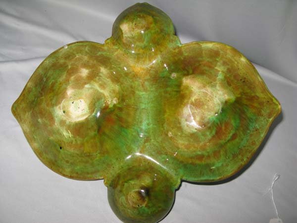 MAJOLICA CHIP DISH W/ROBBINS, STRAWBERRY VINES - 5
