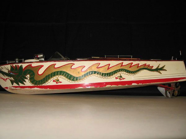 670: VINTAGE ITO K&amp;O WOODEN DRAGON TOY SPEED BOAT. : Lot 670