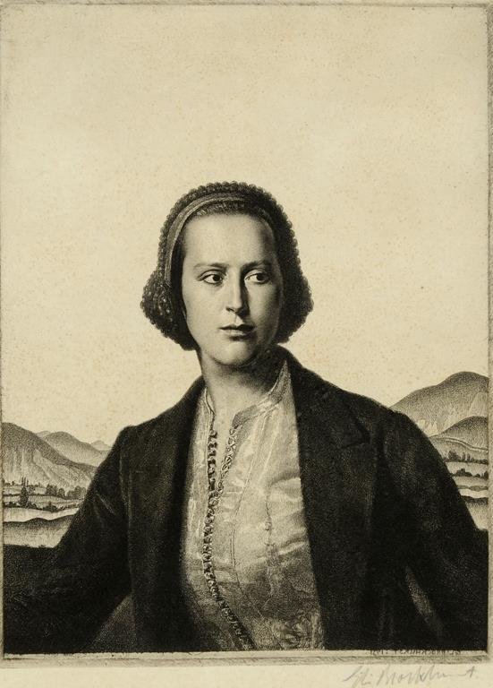 A Gerald Leslie Brockhurst etching, a young woman,: A Gerald Leslie Brockhurst etching, a young woman, signed, 22 cm x 16.5 cm See illustration