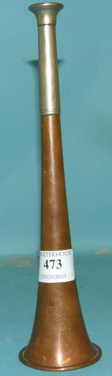 A Swaine Adeney Copper Hunting Horn 24 Cm High