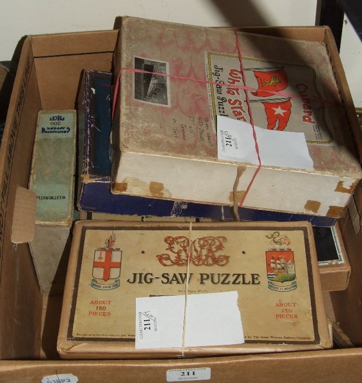 A Chad Valley GWR jigsaw puzzle, The Cornish Riviera: A Chad Valley GWR jigsaw puzzle, The Cornish Riviera Express, and other similar jigsaws, all boxed (box)