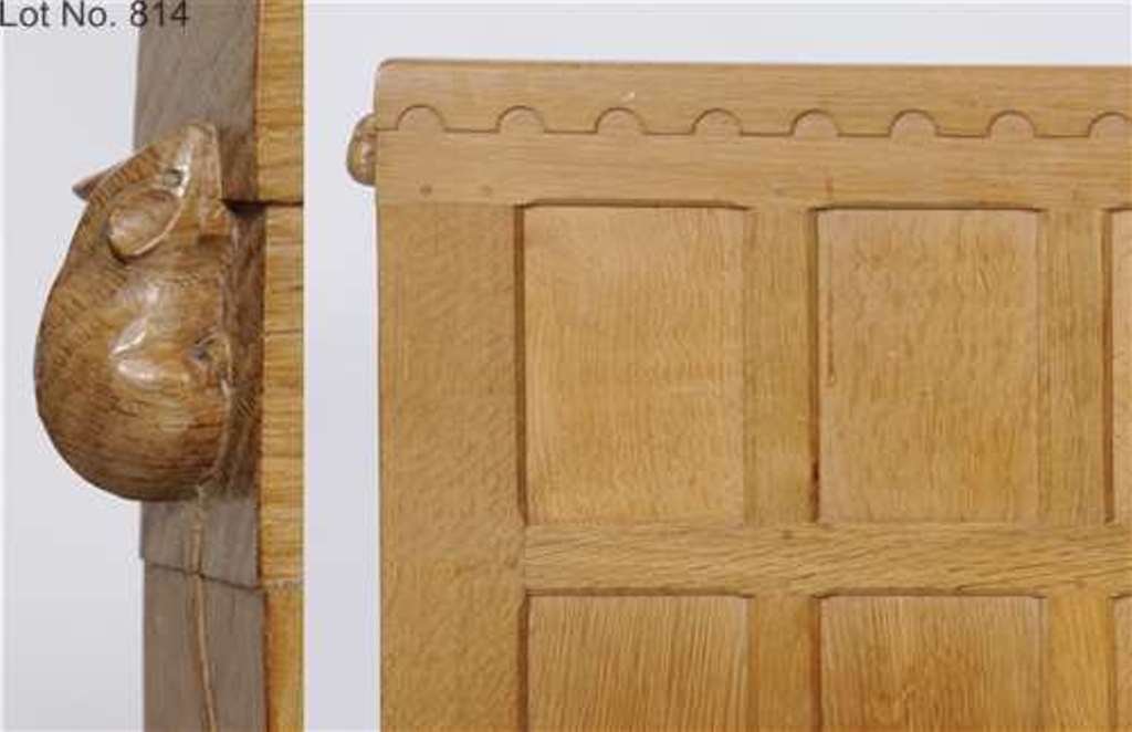 A pair of Robert 'Mouseman' Thompson oak 4 ft 6 in bed: A pair of Robert 'Mouseman' Thompson oak 4 ft 6 in bed ends See illustration