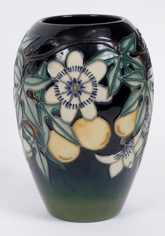 A Moorcroft pottery Passion Fruit pattern vase, the