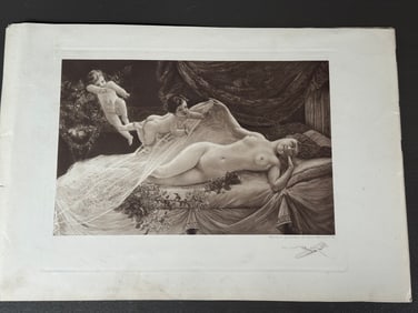 The Nude in Art Bacchante Awakening Print, Frederich Kraus H.S. Nichols
