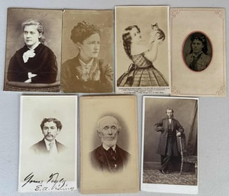 7 Antique CDV Photographs – Bath, Maine; Boston; Kansas & More, ca. 1860s–1880