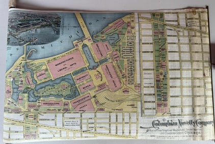 1893 Columbian Exposition Cane Map by Columbian Novelty Company, Chicago