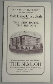 1910 “Compliments of the New Hotel The Semloh” Illustrated Brochure — Salt Lake City, Utah