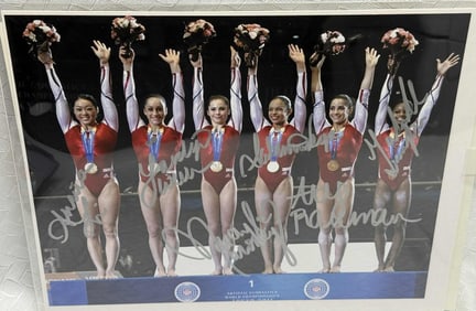 2011 U.S. Women’s Gymnastics Team Signed 8x10 Photo — Complete Autographs (Li, Douglas, Maroney