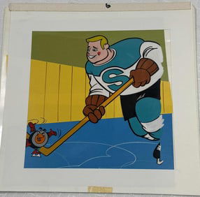 Peter Puck & Hockey Player Original Production Cel (c. 1970s)