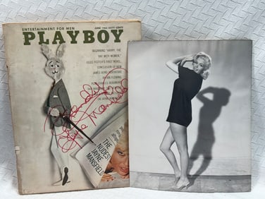 Jayne Mansfield Signed Playboy Magazine – June 1963 + Jerry Lewis Photo