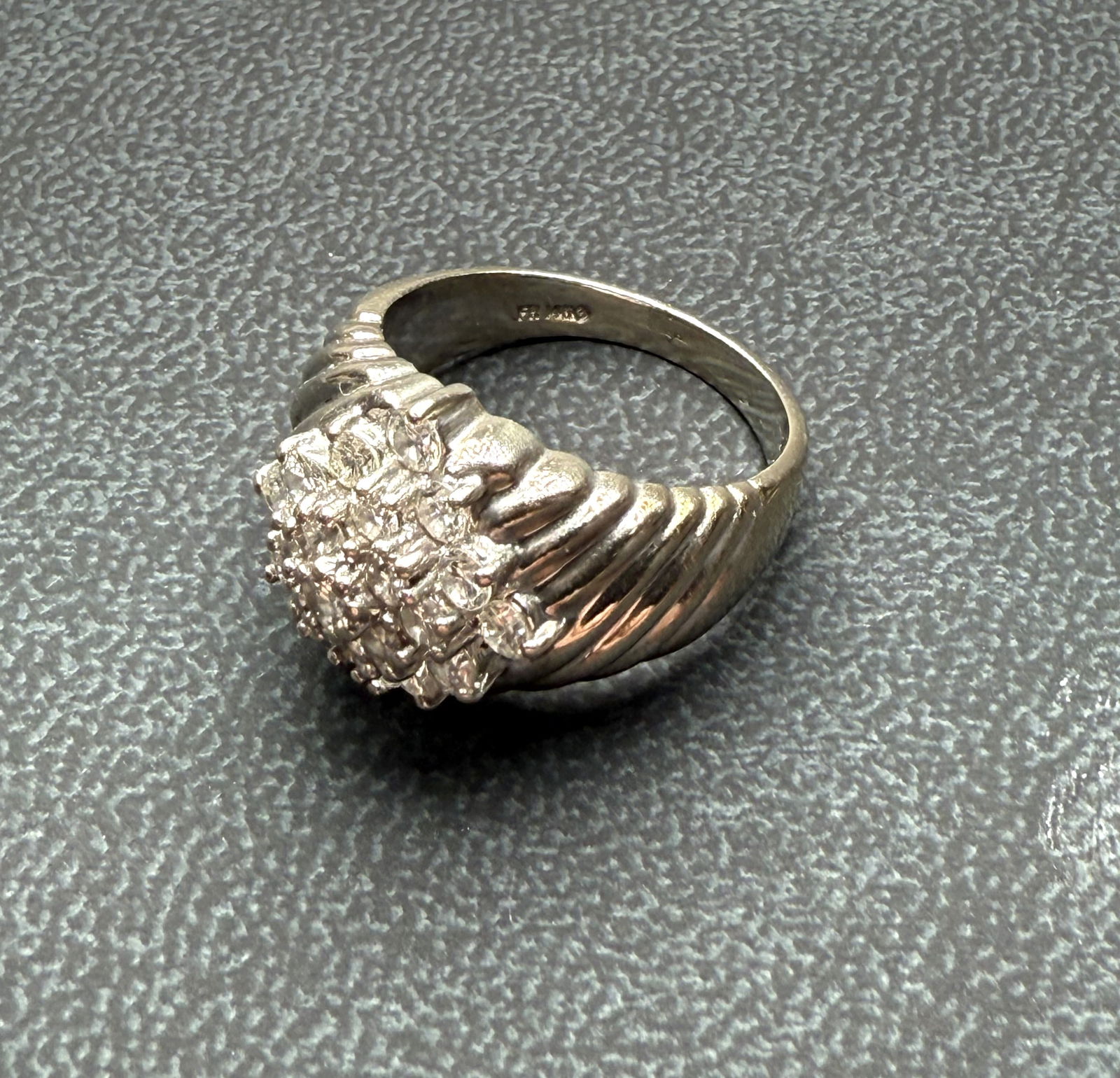 14k White Gold Diamond Cluster Ring – GIA Authentication Size 7.5 (1 of 6)