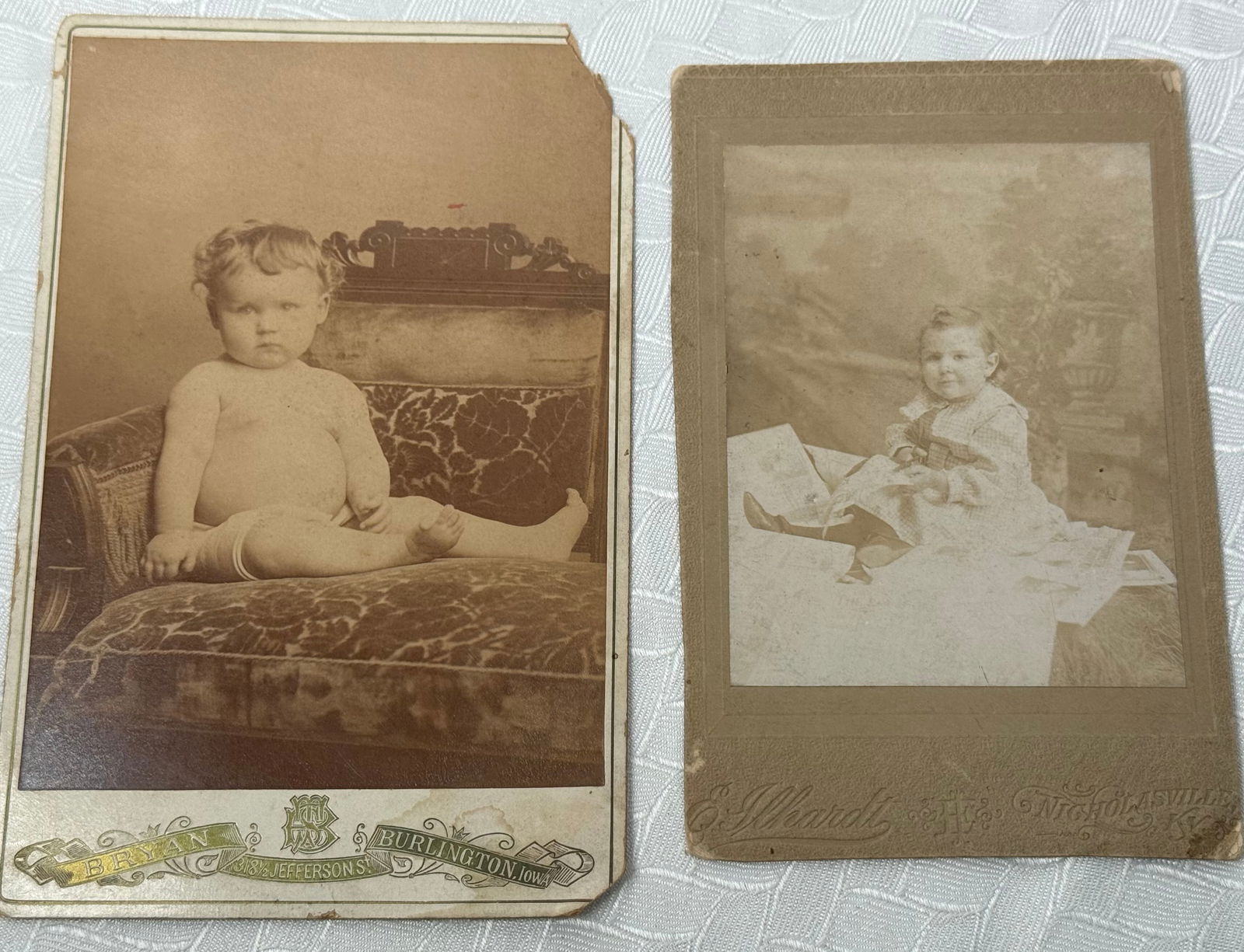 Lot of 3 Antique Baby & Child Cabinet Cards – Burlington Iowa, Louisville KY, Identified Infant (1 of 6)