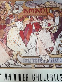 Alphonse Mucha “Théâtre de la Renaissance / Amants” – Hammer Galleries Exhibition Poster