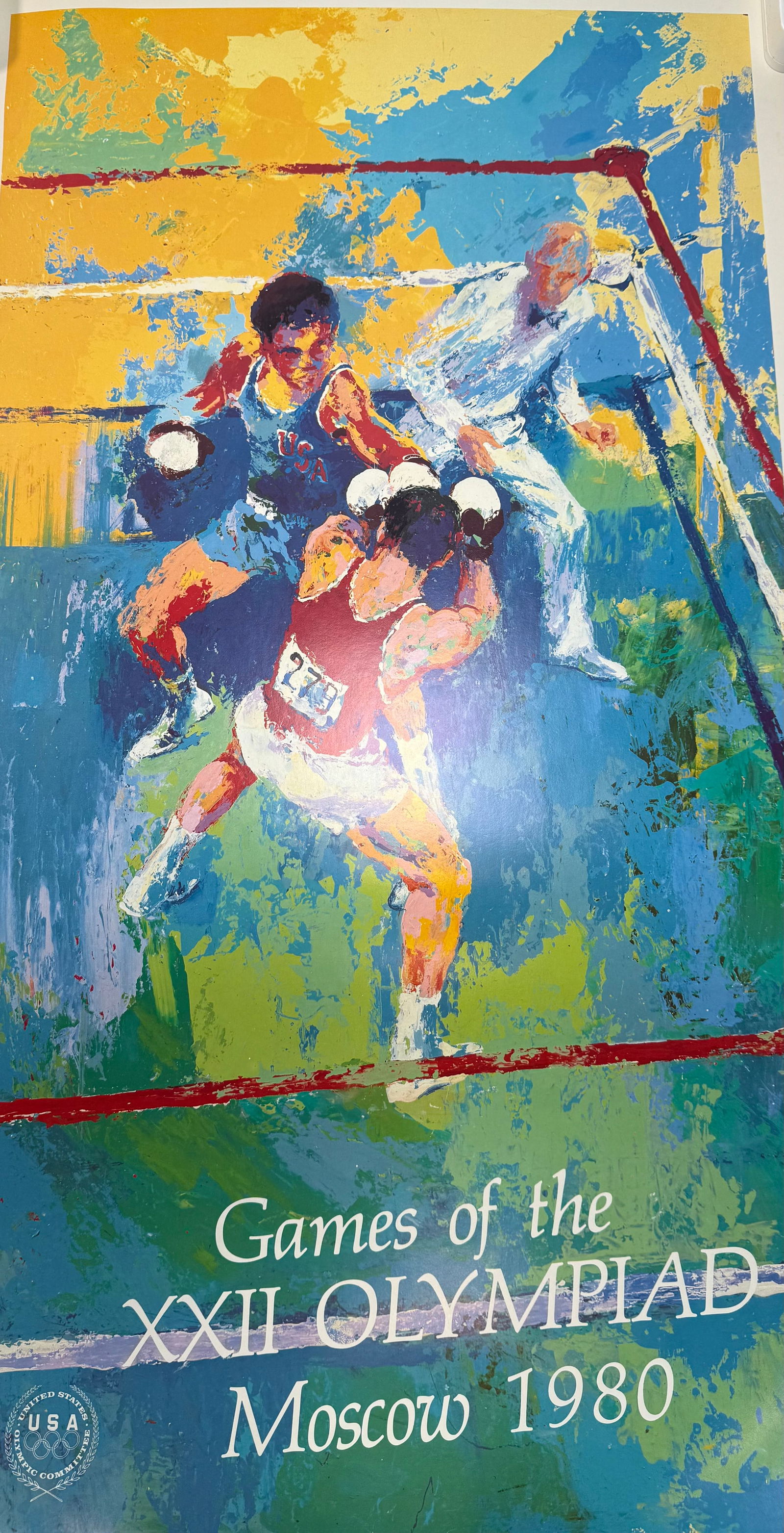 LeRoy Neiman “Games of the XXII Olympiad, Moscow 1980” Official US Olympic Committee Poster: Original 1979–1980 LeRoy Neiman United States Olympic Committee poster titled “Games of the XXII Olympiad, Moscow 1980.” Large-format offset lithograph featuring Neiman’s iconic expression