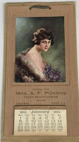 1922 Advertising Calendar – Cook’s Beauty Parlor, Minot ND – Gerlach & Gerlach Lithograph