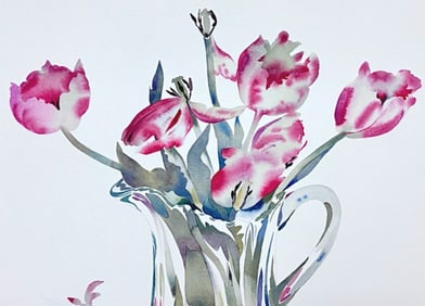 Susan Van Campen (American, b. 1946) – “Pitcher of Tulips,” 1991