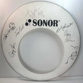 Lenny Kravitz Touring Ensemble Multi-Signed Sonor Drumhead — Previously Sold by Julien’s
