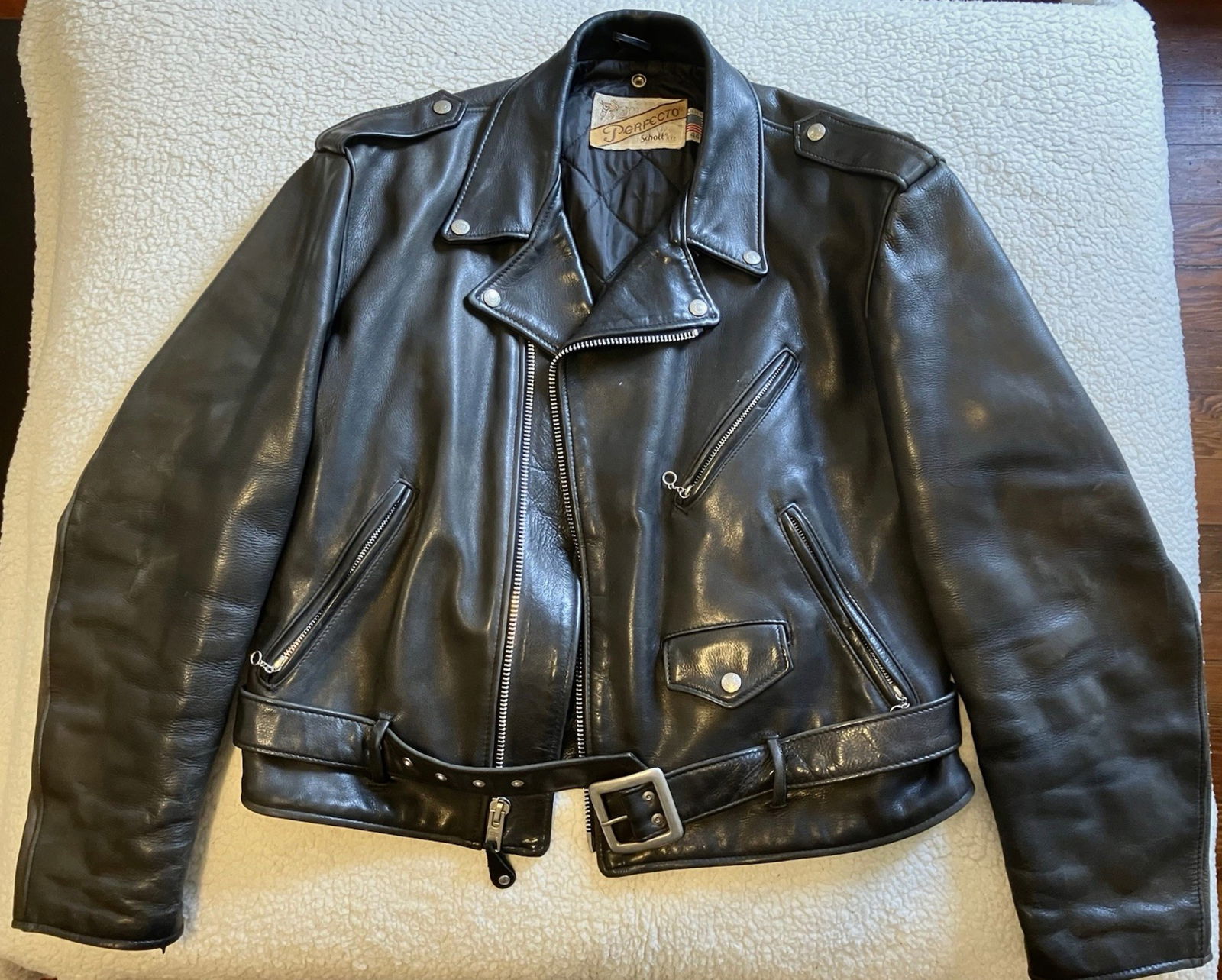 Vintage Schott Perfecto 618/118 Leather Motorcycle Jacket – Size 44 – Made in USA – Original (1 of 7)