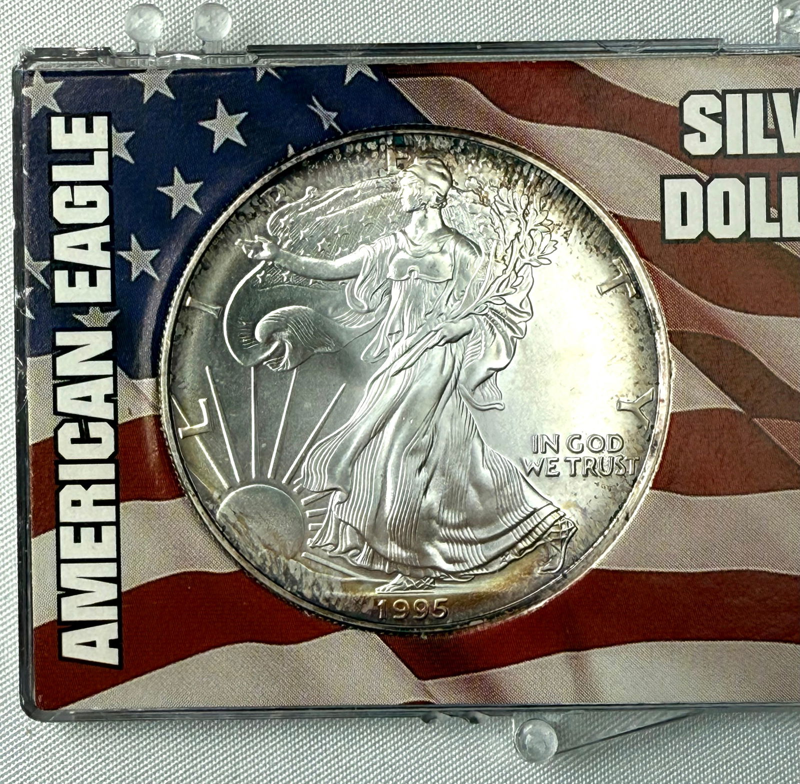 1995 American Eagle 1 oz Silver Dollar – Brilliant Uncirculated – Patriotic Case – 999 Fine (1 of 3)