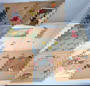 Extensive 1940s Bronx Children’s Art Archive 102 Original Drawings by Joan Meredith Legg,