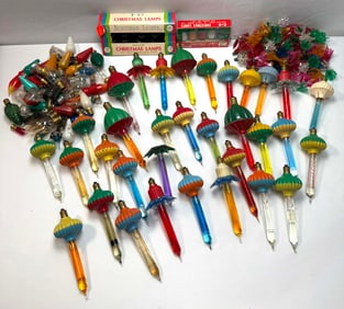 Large Rare Assortment Including 30+ Bubble Lights, C6/C7 Bulbs, Flower Reflectors & Original Boxes