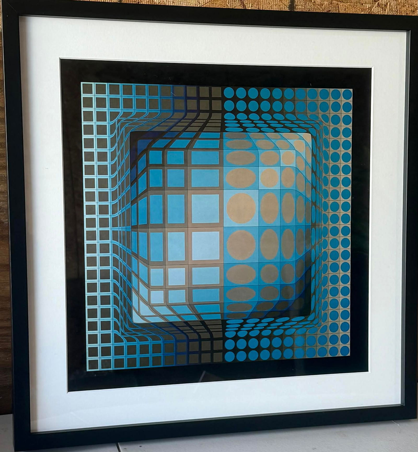 Victor Vasarely (1906–1997) Op Art Heliogravure Print “Koska-Rev,” Framed (1 of 5)